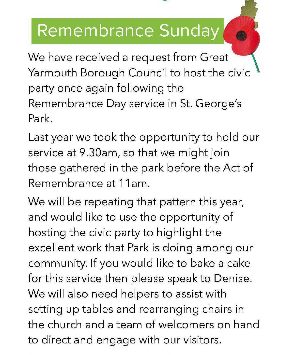 REMEMBRANCE SUNDAY 2019